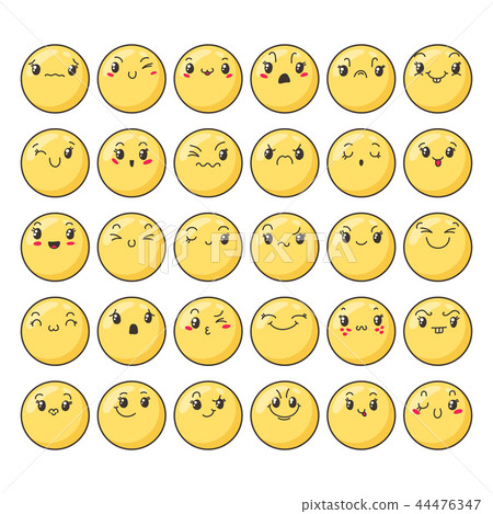 Set of cute lovely kawaii emoticon. Set of cute lovely kawaii emoticon. 44476347