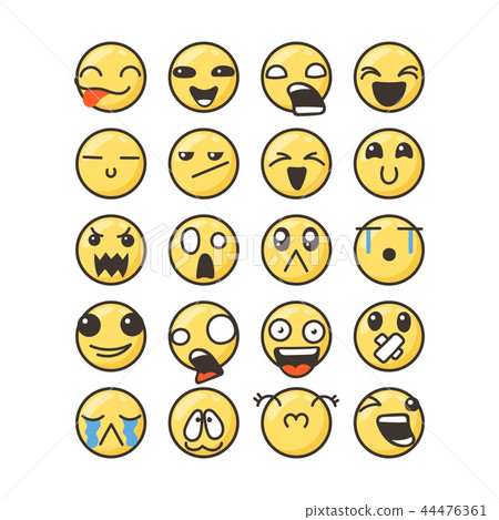 Set of cute lovely kawaii emoticon. Set of cute lovely kawaii emoticon. 44476361
