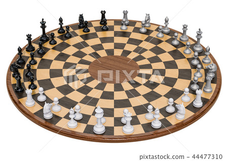 Wooden Three Player Chess. 3D rendering 44477310