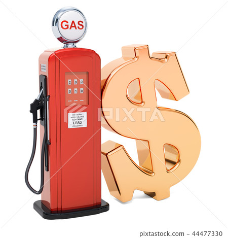 Dollar symbol with gas pump, 3D rendering 44477330