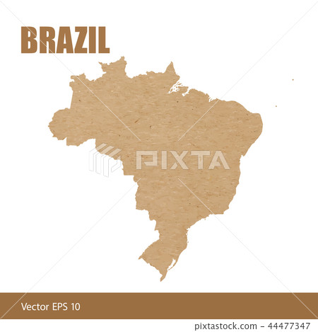 Detailed map of Brazil cut out of craft paper 44477347