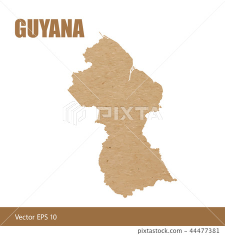 Detailed map of Guyana cut out of craft paper 44477381