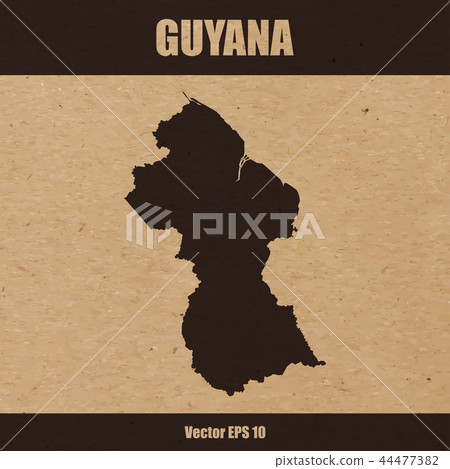 Detailed map of Guyana on craft paper 44477382