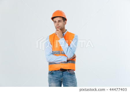Construction engineer thinking, problem solving and solutions concept 44477403