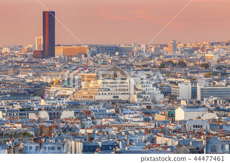 Paris. Aerial view of the city at sunrise. Paris. Aerial view of the city at sunrise. 44477461