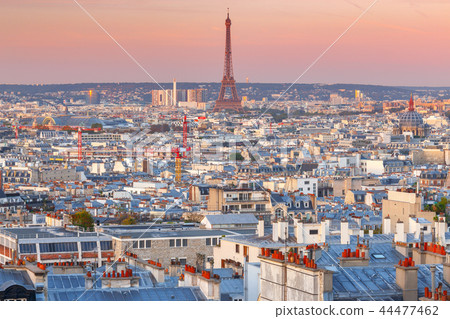 Paris. Aerial view of the city at sunrise. Paris. Aerial view of the city at sunrise. 44477462