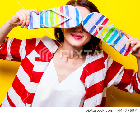 portrait of the young woman with sandals portrait of the young woman with sandals 44477697