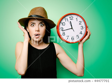 portrait of the young woman with clock portrait of the young woman with clock 44477701