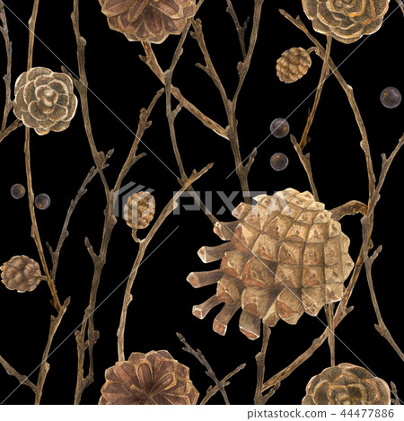 New Year forest watercolor seamless pattern New Year forest watercolor seamless pattern 44477886