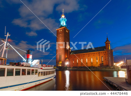 Stockholm City Hall at night, Stockholm, Sweden Stockholm City Hall at night, Stockholm, Sweden 44478446