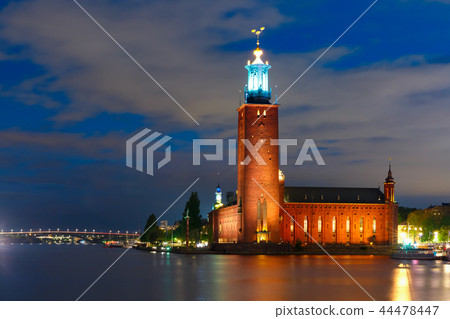 Stockholm City Hall at night, Stockholm, Sweden 44478447