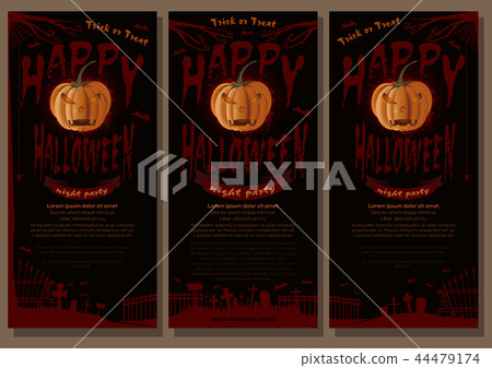 Happy Halloween. Black and red banner set 44479174