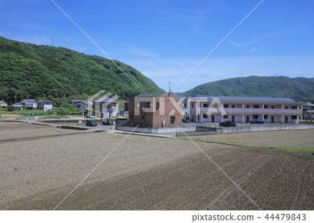a View through tram window of the country side 44479843