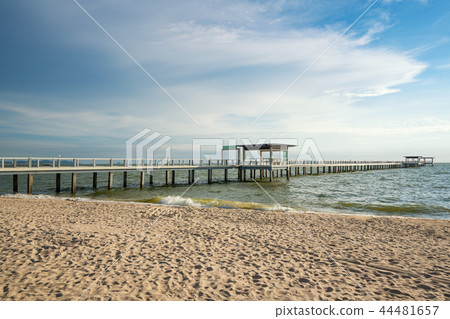 Wooden pier between sunset in Phuket, Thailand 44481657