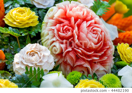 fruit carved shape beautiful flowers fruit carved shape beautiful flowers 44482190