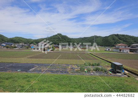 a View through tram window of the country side a View through tram window of the country side 44482682