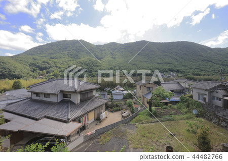 a View through tram window of the country side 44482766