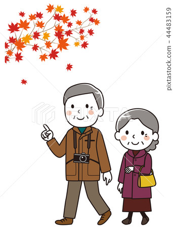Senior couple go out travel autumn Senior couple go out travel autumn 44483159