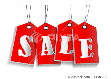 Vector isolated red hanging sales tags with option Vector isolated red hanging sales tags with option 44483160