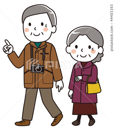 Senior couple go out travel autumn winter Senior couple go out travel autumn winter 44483163