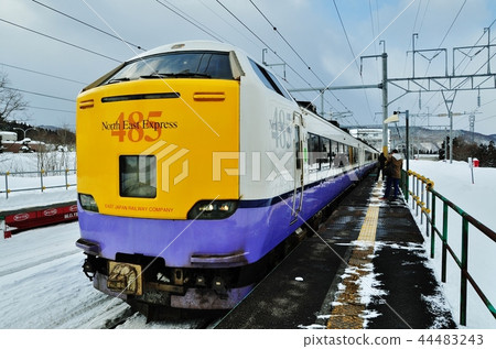 Limited express swan (485 series) arriving at Chinai Station 44483243