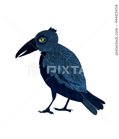 Black raven.Cartoon illustration on white backdrop Black raven.Cartoon illustration on white backdrop 44483454