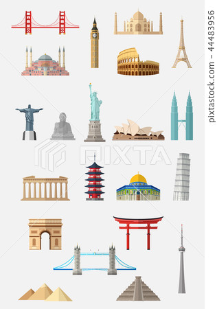 World famous landmarks icon set 44483956
