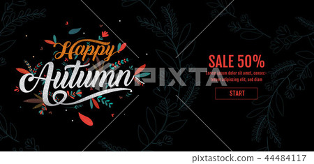 Autumn, Happy Thanksgiving typography 44484117