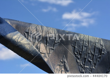 Japanese material image, beautiful Japanese textile, cloth, blue sky background 44484170