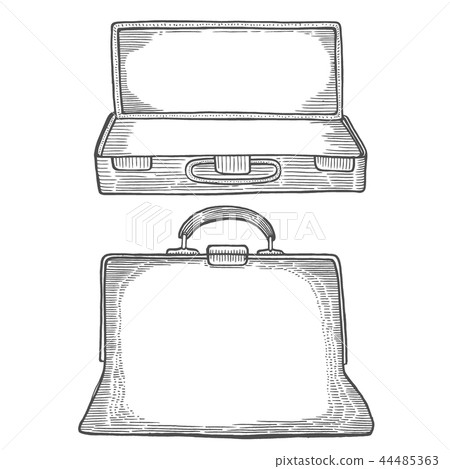 Open suitcase and carpet 44485363