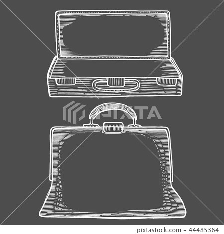 Open suitcase and carpet 44485364