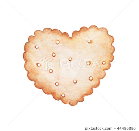 Watercolor painting of Cookies in Heart shape Watercolor painting of Cookies in Heart shape 44486886