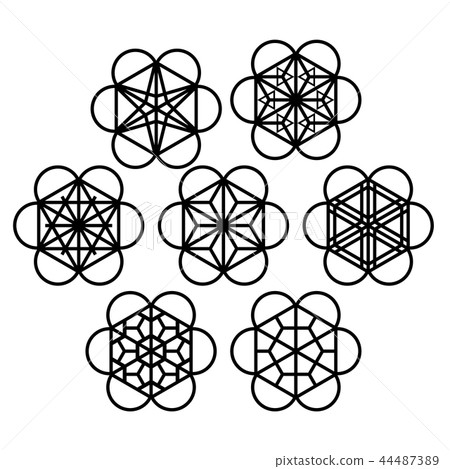 Traditional JapaneseOrnament inscribed in a flower 44487389