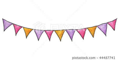 Colorful party bunting flag watercolor drawing  44487741
