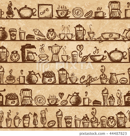 Coffee time, seamless background for your design 44487823