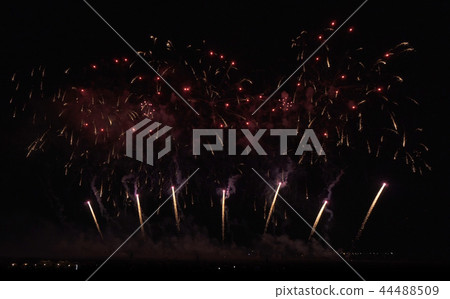 Colorful fireworks on the black sky background Colorful fireworks on the black sky background 44488509