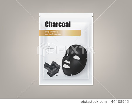 Charcoal black facial mask, package design 44488943