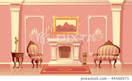 Vector luxury living room with fireplace Vector luxury living room with fireplace 44488973