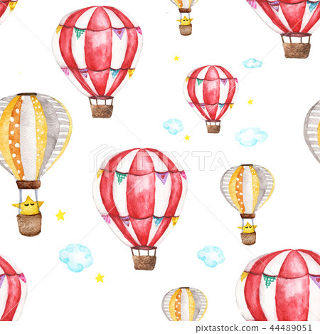 seamless pattern with air balloon, clouds and star seamless pattern with air balloon, clouds and star 44489051