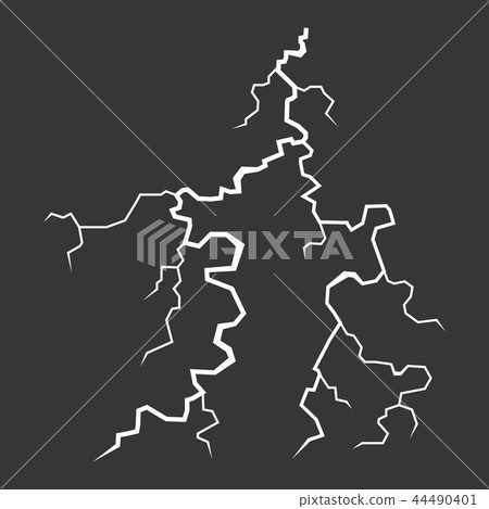 Lightning Bolt on Black Background. Thunderbolt. Vector 44490401