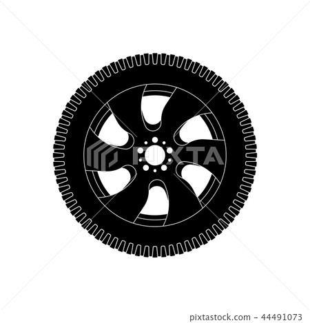 Wheel with tyre. Black icon 44491073