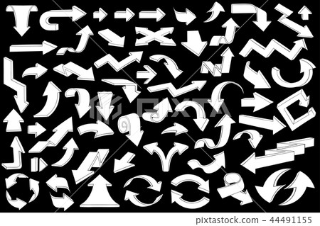 Arrows. Large collection of white outline icons 44491155
