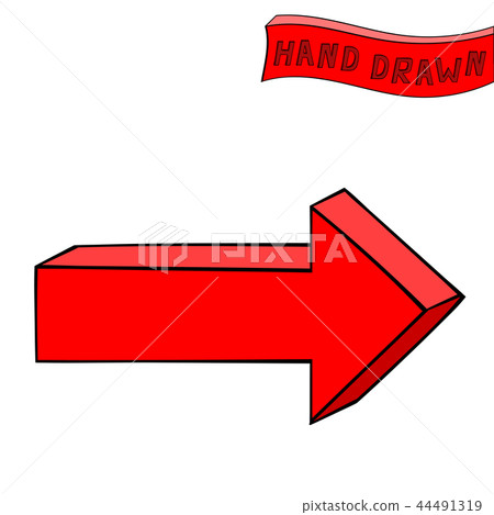 Red arrow. Next straight sign. Hand drawn sketch 44491319