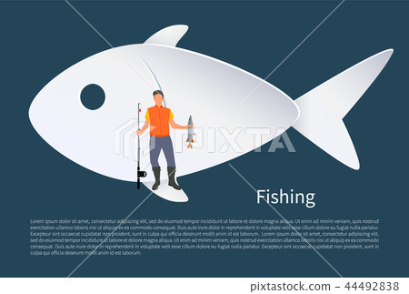 Fisherman with Fish on Background Vector Icon Fisherman with Fish on Background Vector Icon 44492838