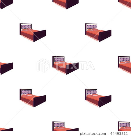 A bed with backs, pillows and a coverlet. Beds single icon in cartoon style vector symbol stock 44493811