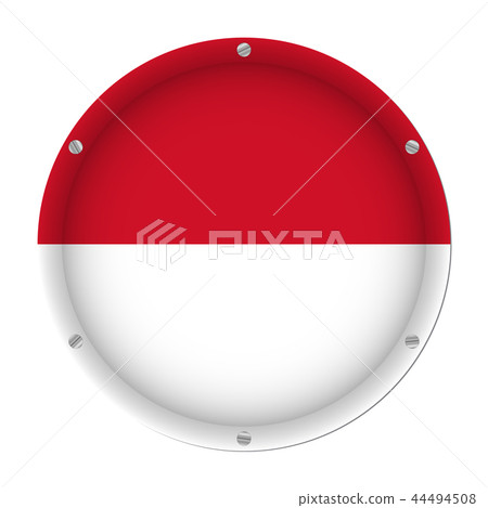 round metallic flag of Monaco with screws 44494508