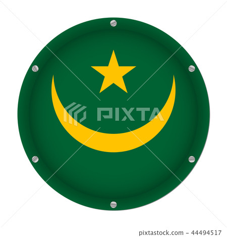 round metallic flag of Mauritania with screws 44494517