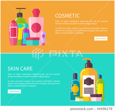 Skin Care Cosmetic Set, Color Vector Illustration - Stock Illustration ...