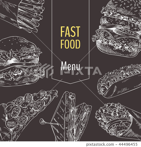 Menu Fast Food Set Sketch Vector Illustration Menu Fast Food Set Sketch Vector Illustration 44496455