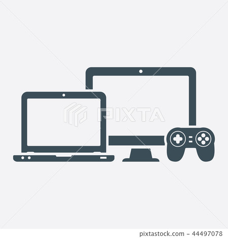 Device icons-computer display, laptop and joystick 44497078